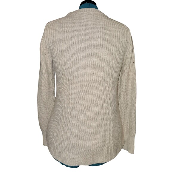 ATHLETA women's M Cream Wool blend knit SIERRA CREW Cable Knit Preppy SWEATER - Picture 6 of 6